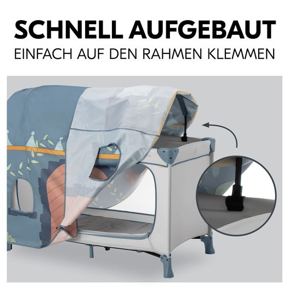 Hauck Travel Cot Set Play N Relax Center incl. Comfort Mattress, Insert, Changing Pad, Play Tent & Fitted Sheet - Dark Blue