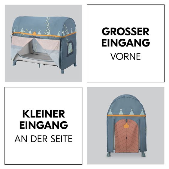 Hauck Travel Cot Set Play N Relax Center incl. Comfort Mattress, Insert, Changing Pad, Play Tent & Fitted Sheet - Dark Blue