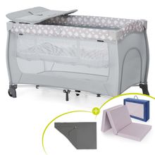 Reisebett Sparset Sleep 'n Play Center inkl. Komfort Matratze & Spannbettlaken - Teddy - Grey