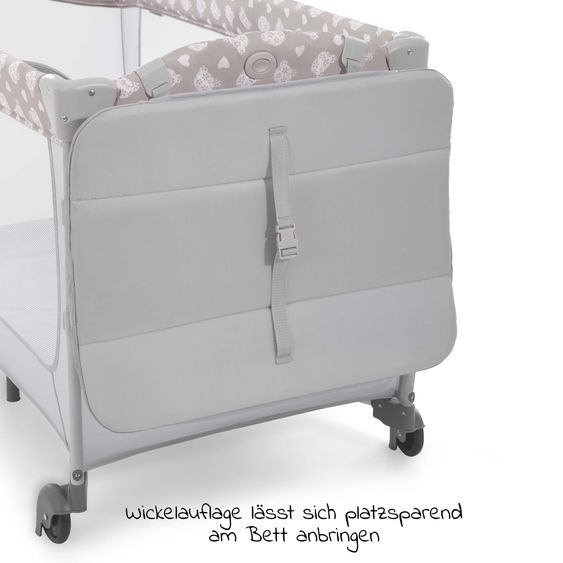 Hauck Reisebett Sparset Sleep 'n Play Center inkl. Komfort Matratze & Spannbettlaken - Teddy - Grey