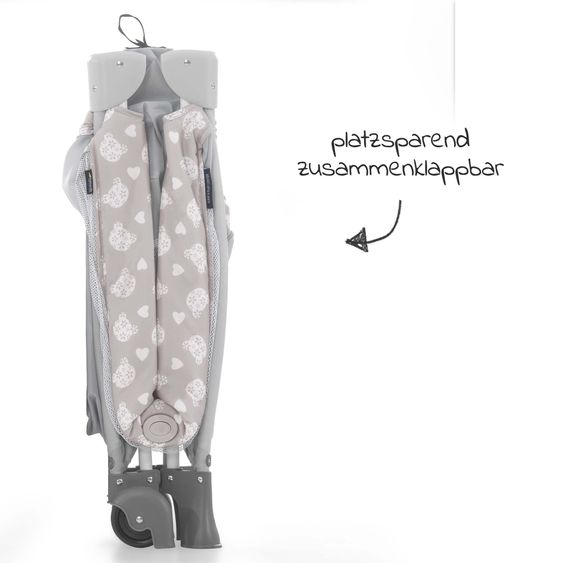 Hauck Reisebett Sparset Sleep 'n Play Center inkl. Komfort Matratze & Spannbettlaken - Teddy - Grey