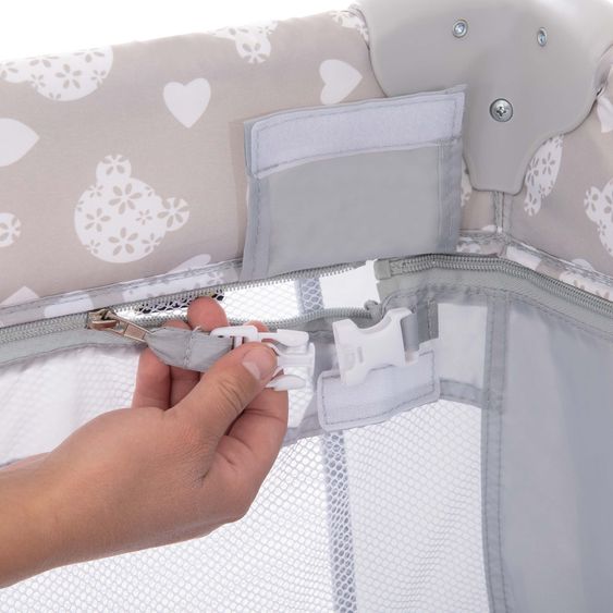 Hauck Reisebett Sparset Sleep 'n Play Center inkl. Komfort Matratze & Spannbettlaken - Teddy - Grey