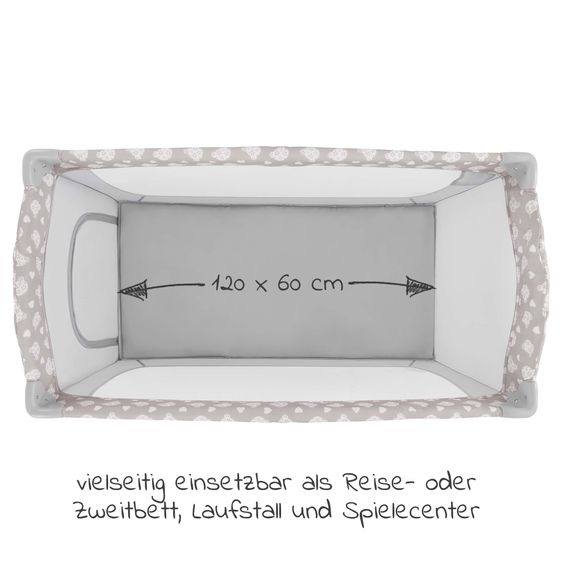 Hauck Reisebett Sparset Sleep 'n Play Center inkl. Komfort Matratze & Spannbettlaken - Teddy - Grey
