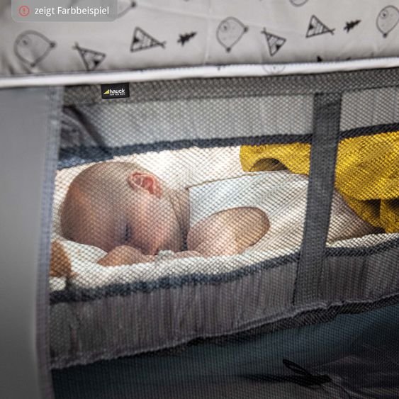 Hauck Reisebett Sparset Sleep 'n Play Center inkl. Komfort Matratze & Spannbettlaken - Teddy - Grey