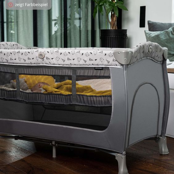 Hauck Reisebett Sparset Sleep 'n Play Center inkl. Komfort Matratze & Spannbettlaken - Teddy - Grey
