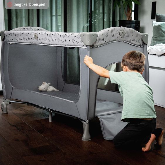 Hauck Reisebett Sparset Sleep 'n Play Center inkl. Komfort Matratze & Spannbettlaken - Teddy - Grey