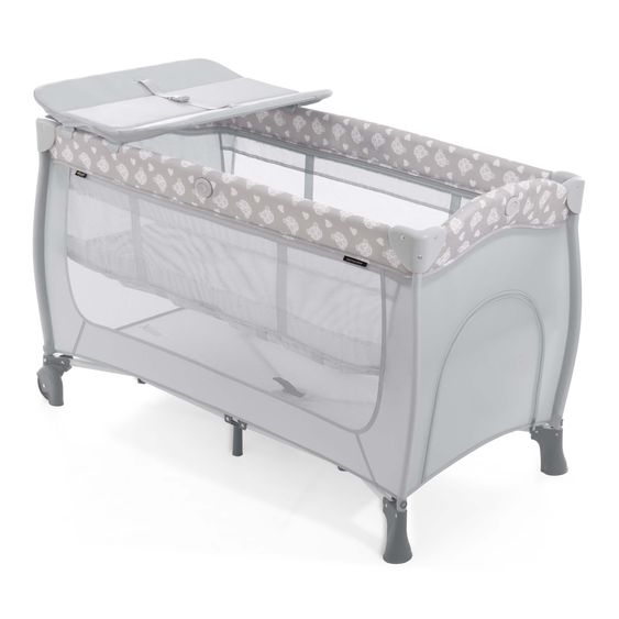 Hauck Reisebett Sparset Sleep 'n Play Center inkl. Komfort Matratze & Spannbettlaken - Teddy - Grey