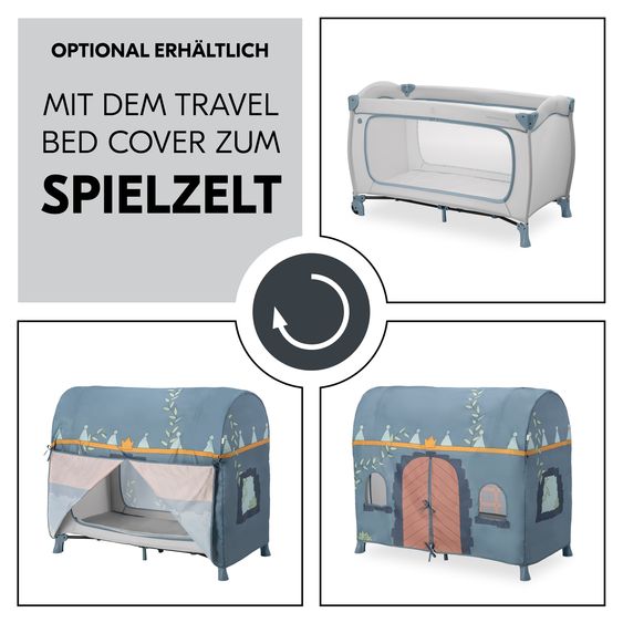 Hauck Reisebett XXL-Sparset - Sleep N Play Go Plus inkl. Alvi Reisebett-Matratze + Wasserdichte Betteinlage + 2 Spannbettlaken + Insektenschutz - Dusty Blue