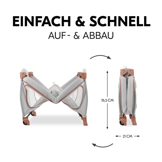 Hauck Reisebett XXL-Sparset - Sleep N Play Go Plus inkl. Alvi Reisebett-Matratze + Wasserdichte Betteinlage + 2 Spannbettlaken + Insektenschutz - Dusty Cork