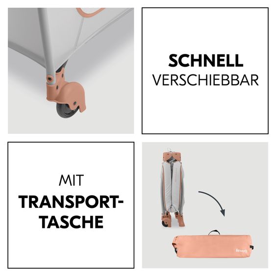 Hauck Reisebett XXL-Sparset - Sleep N Play Go Plus inkl. Alvi Reisebett-Matratze + Wasserdichte Betteinlage + 2 Spannbettlaken + Insektenschutz - Dusty Cork