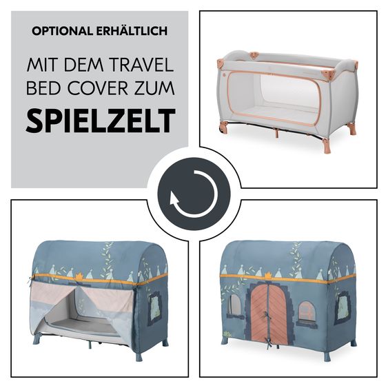 Hauck Reisebett XXL-Sparset - Sleep N Play Go Plus inkl. Alvi Reisebett-Matratze + Wasserdichte Betteinlage + 2 Spannbettlaken + Insektenschutz - Dusty Cork