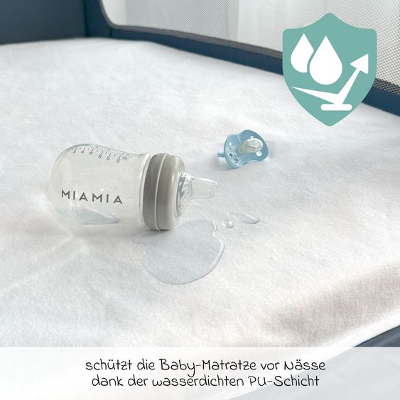 Hauck Reisebett XXL-Sparset - Sleep'n Play Go Plus inkl. Reisebettmatratze Mosaik rollbar + Wasserdichte Betteinlage + 2 Spannbettlaken + Insektenschutz - Beige