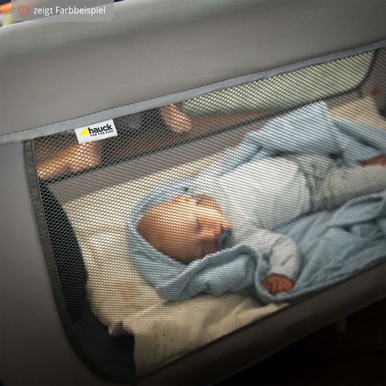 Hauck Reisebett XXL-Sparset - Sleep'n Play Go Plus inkl. Reisebettmatratze Mosaik rollbar + Wasserdichte Betteinlage + 2 Spannbettlaken + Insektenschutz - Beige