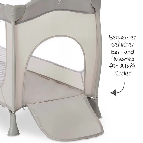 Hauck Reisebett XXL-Sparset - Sleep'n Play Go Plus inkl. Reisebettmatratze Mosaik rollbar + Wasserdichte Betteinlage + 2 Spannbettlaken + Insektenschutz - Beige