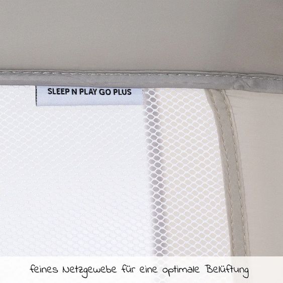 Hauck Reisebett XXL-Sparset - Sleep'n Play Go Plus inkl. Reisebettmatratze Mosaik rollbar + Wasserdichte Betteinlage + 2 Spannbettlaken + Insektenschutz - Beige