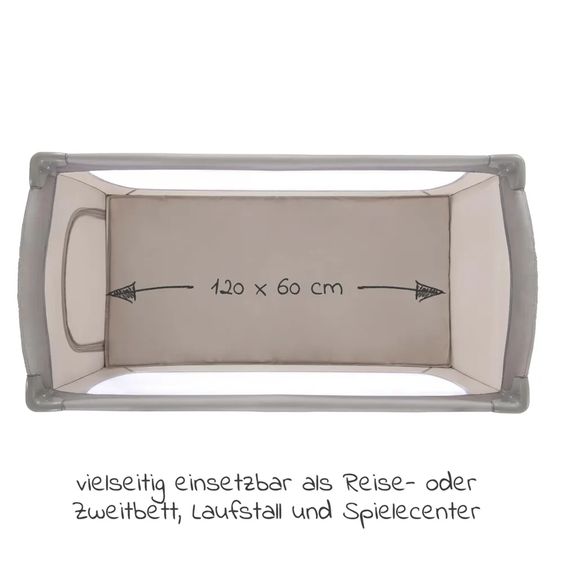 Hauck Reisebett XXL-Sparset - Sleep'n Play Go Plus inkl. Reisebettmatratze Mosaik rollbar + Wasserdichte Betteinlage + 2 Spannbettlaken + Insektenschutz - Beige