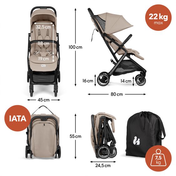 Hauck Poussette Canne & Poussette Sport Fly N Care - Mocha