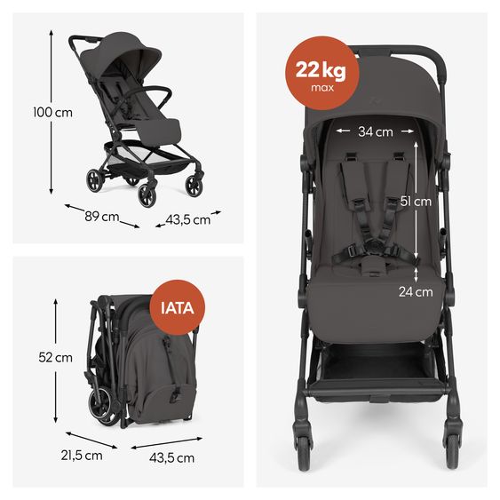 Hauck Reisebuggy & Sportwagen Lite N Care - Dark Anthracite