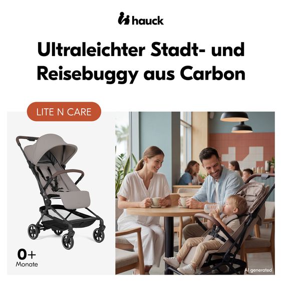 Hauck Reisebuggy & Sportwagen Lite N Care - inkl. GRATIS Schutzpaket - Sandy Taupe