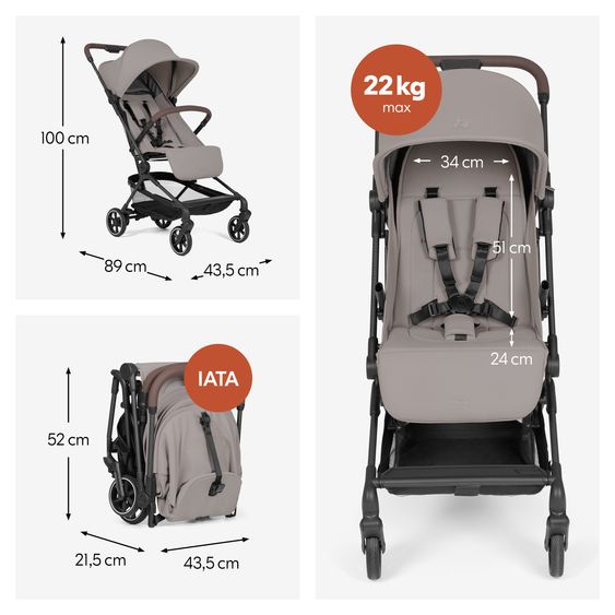 Hauck Reisebuggy & Sportwagen Lite N Care - inkl. GRATIS Schutzpaket - Sandy Taupe