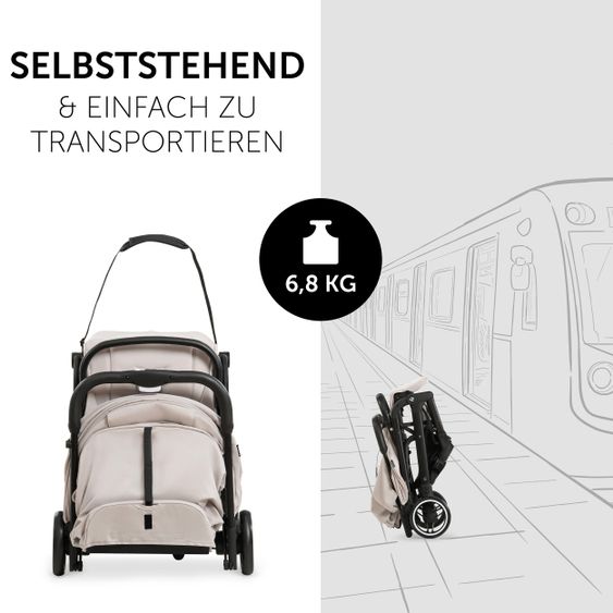 Hauck Reisebuggy & Sportwagen Travel N Care mit Liegefunktion, nur 6,8 kg (bis 22 kg belastbar) - Beige