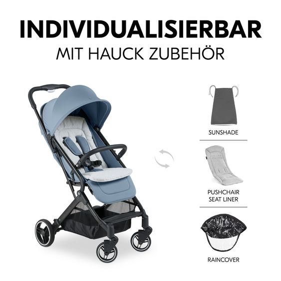 Hauck Reisebuggy & Sportwagen Travel N Care Plus inkl. Wickelrucksack Deuter Pack N Walk - Dusty Blue