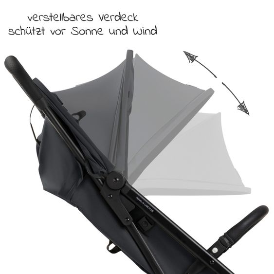 Hauck Reisebuggy & Sportwagen Travel N Care Plus mit Liegefunktion, nur 7,2 kg (bis 22kg belastbar) - Black