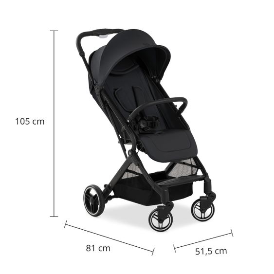 Hauck Reisebuggy & Sportwagen Travel N Care Plus mit Liegefunktion, nur 7,2 kg (bis 22kg belastbar) - Black