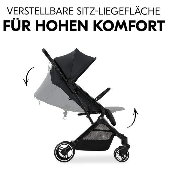 Hauck Reisebuggy & Sportwagen Travel N Care Plus mit Liegefunktion, nur 7,2 kg (bis 22kg belastbar) - Black