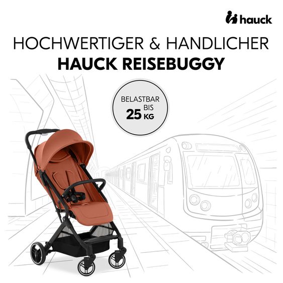 Hauck Travel buggy & pushchair Travel N Care Plus with reclining function, only 7.2 kg (load capacity up to 22 kg) - Cork