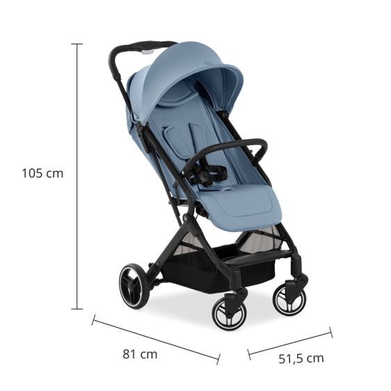 Hauck Travel buggy & stroller Travel N Care Plus with lie-flat function, only 7.2 kg (can be loaded up to 22kg) - Dusty Blue