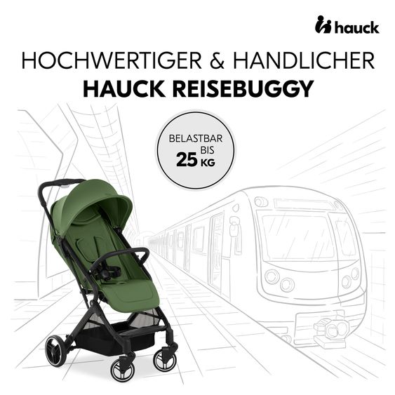 Hauck Reisebuggy & Sportwagen Travel N Care Plus mit Liegefunktion, nur 7,2 kg (bis 22kg belastbar) - Green