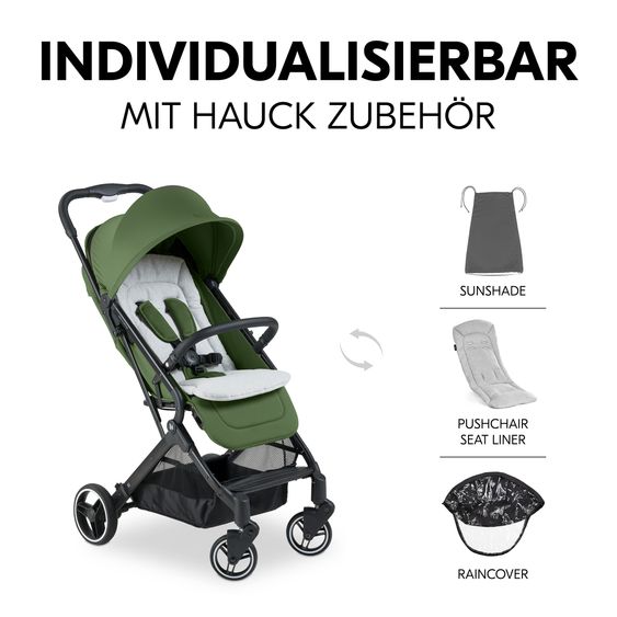 Hauck Reisebuggy & Sportwagen Travel N Care Plus mit Liegefunktion, nur 7,2 kg (bis 22kg belastbar) - Green