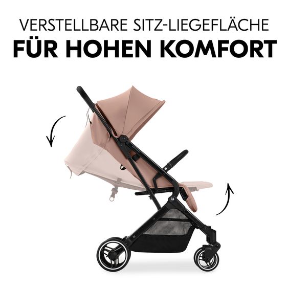 Hauck Reisebuggy & Sportwagen Travel N Care Plus mit Liegefunktion, nur 7,2 kg (bis 22kg belastbar) - Hazelnut