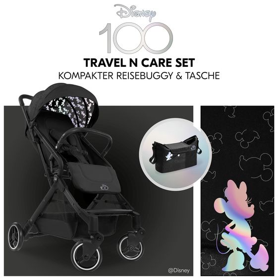 Hauck Reisebuggy & Sportwagen Travel N Care Set inkl. Kinderwagen Organizer (Liegefunktion, nur 6,8 kg) - Disney 100