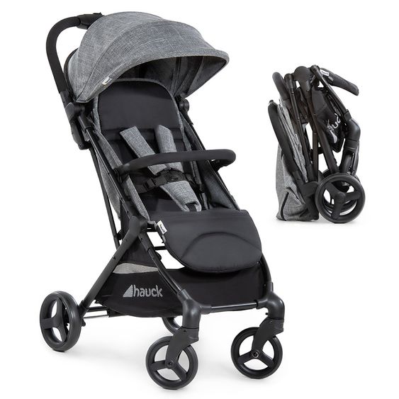 Hauck Passeggino da viaggio Sunny (si piega con una sola mano, può trasportare fino a 25 kg) - Grigio Melange-Nero
