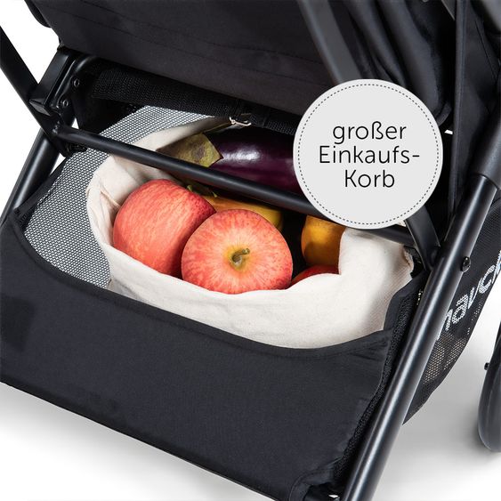 Hauck Passeggino da viaggio Sunny (si piega con una sola mano, può trasportare fino a 25 kg) - Grigio Melange-Nero