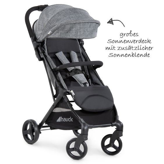 Hauck Passeggino da viaggio Sunny (si piega con una sola mano, può trasportare fino a 25 kg) - Grigio Melange-Nero