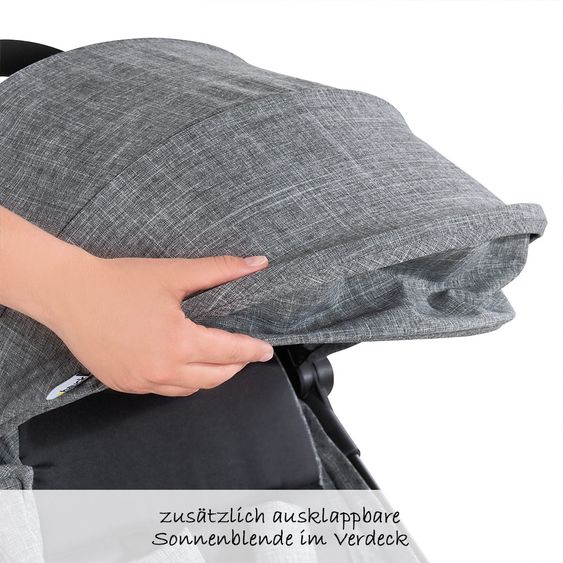 Hauck Passeggino da viaggio Sunny (si piega con una sola mano, può trasportare fino a 25 kg) - Grigio Melange-Nero
