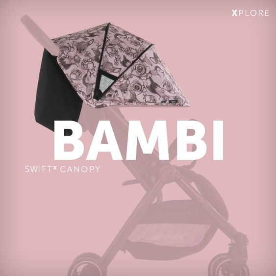 Hauck Reisebuggy Swift X mit Einhand-Autofold und Tragegurt (nur 6,3 kg) - inkl. Komfort-Verdeck - Disney - Bambi