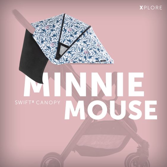 Hauck Reisebuggy Swift X mit Einhand-Autofold und Tragegurt (nur 6,3 kg) - inkl. Komfort-Verdeck - Disney - Minnie