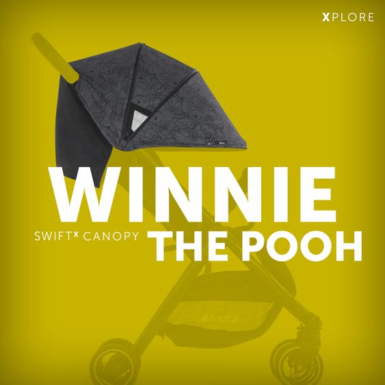 Hauck Passeggino da viaggio Swift X con ripiegamento automatico a una mano e cinghia di trasporto (solo 6,3 kg) - incluso top comfort - Disney - Winnie Pooh
