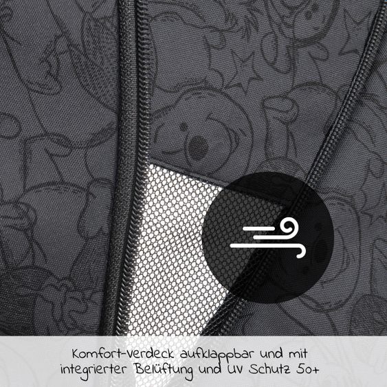 Hauck Passeggino da viaggio Swift X con ripiegamento automatico a una mano e cinghia di trasporto (solo 6,3 kg) - incluso top comfort - Disney - Winnie Pooh