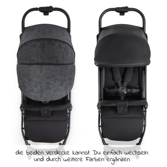 Hauck Passeggino da viaggio Swift X con ripiegamento automatico a una mano e cinghia di trasporto (solo 6,3 kg) - incluso top comfort - Disney - Winnie Pooh