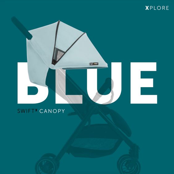 Hauck Reisebuggy Swift X mit Einhand-Autofold und Tragegurt (nur 6,3 kg) - inkl. Komfort-Verdeck - Iceblue