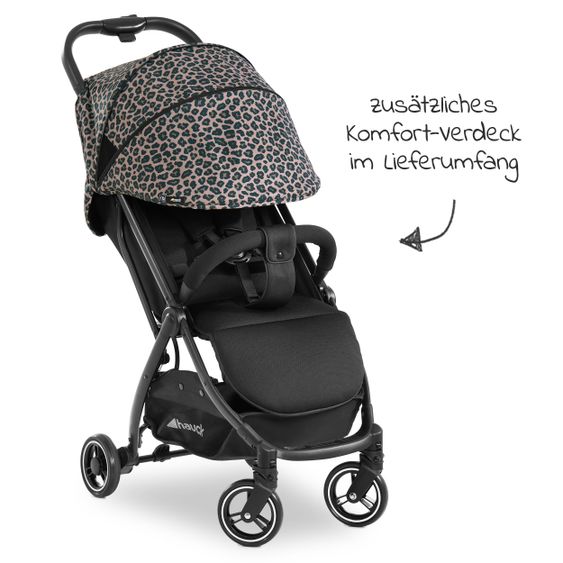 Hauck Reisebuggy Swift X mit Einhand-Autofold und Tragegurt (nur 6,3 kg) - inkl. Komfort-Verdeck - Leo