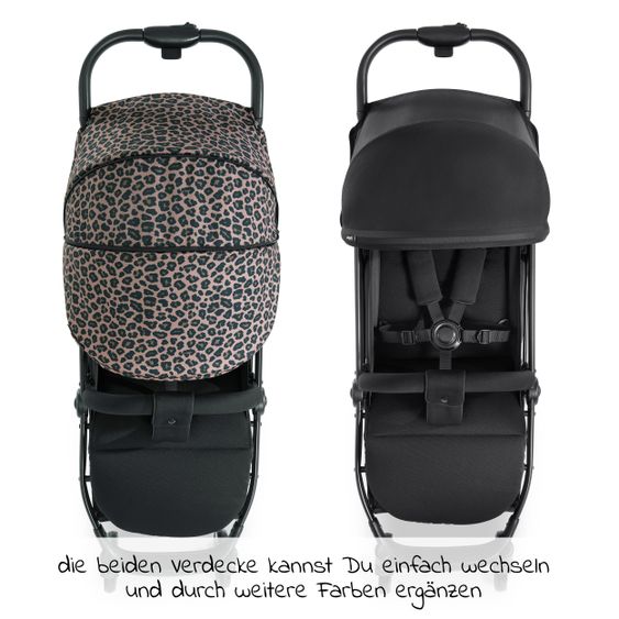 Hauck Reisebuggy Swift X mit Einhand-Autofold und Tragegurt (nur 6,3 kg) - inkl. Komfort-Verdeck - Leo