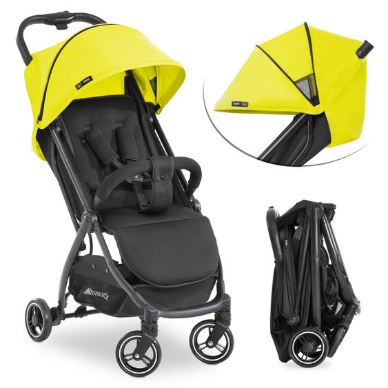 Hauck Reisebuggy Swift X mit Einhand-Autofold und Tragegurt (nur 6,3 kg) - inkl. Komfort-Verdeck - Neon Yellow