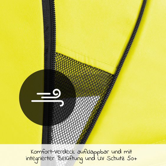 Hauck Reisebuggy Swift X mit Einhand-Autofold und Tragegurt (nur 6,3 kg) - inkl. Komfort-Verdeck - Neon Yellow