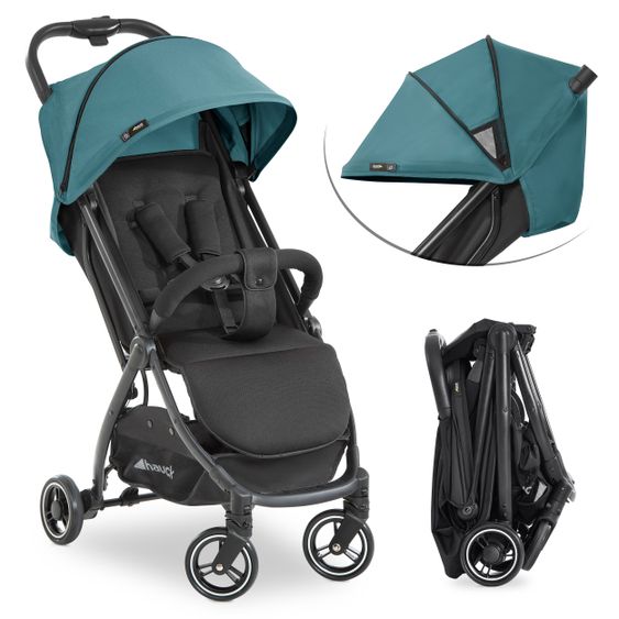 Hauck Reisebuggy Swift X mit Einhand-Autofold und Tragegurt (nur 6,3 kg) - inkl. Komfort-Verdeck - Petrol